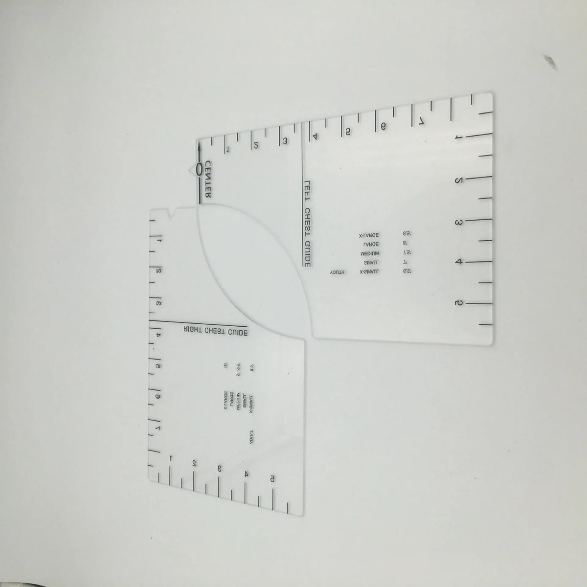 Transparent acrylic T-shirt alignment fixer ruler 10x6 inch with carved markings