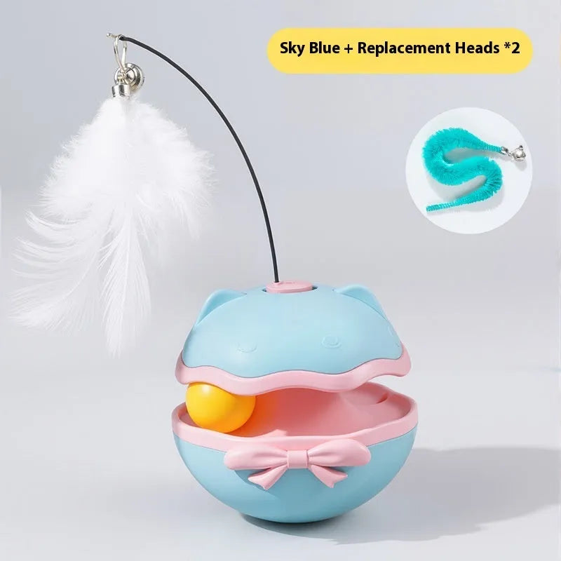 Electric cat toy tumbler in Soft Fog Grey colour, showing a compact plastic body designed for erratic rolling movement.