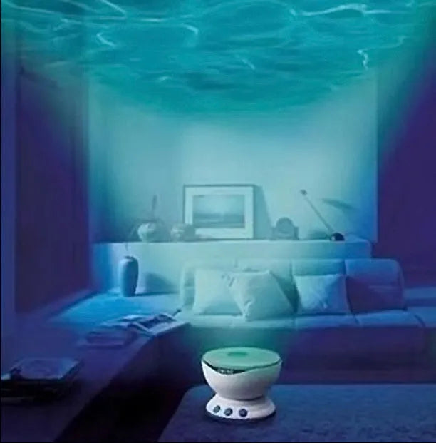 Blue ocean-themed LED projection lamp for fixed installation with DLP correction.