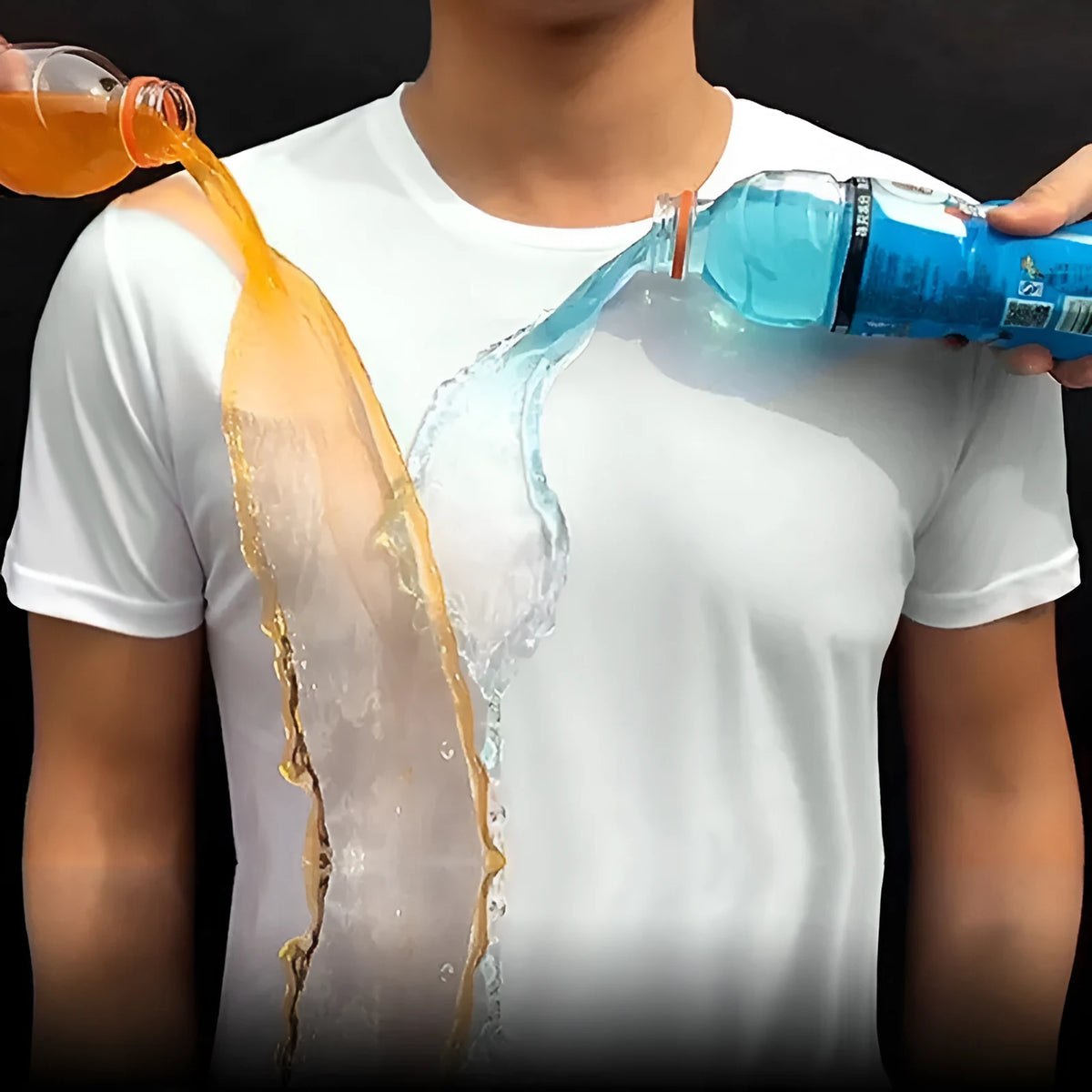 Quick-drying waterproof anti-fouling couple T-shirt, loose round neck short sleeve top in white black blue
