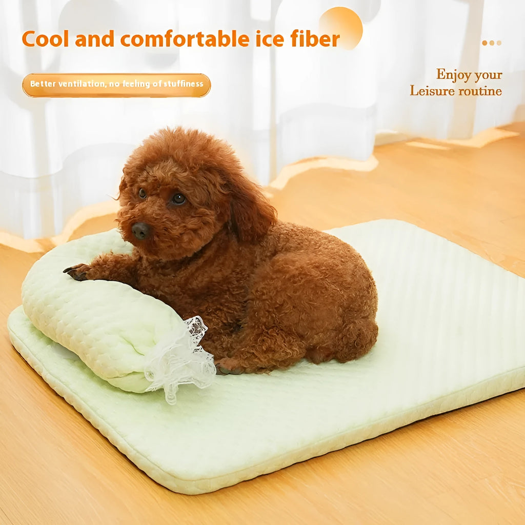 Candy colour cloth dog mat in blue, gray, or green, sizes S M L XL for pets up to 40kg
