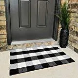 Cotton Buffalo Plaid Rugs in 60x90cm and 60x130cm Sizes, Soft Woven Fabric Floor Mat for Living Room, Bedroom, Kitchen, or Entryway Use, Red and Black Classic Plaid Pattern
