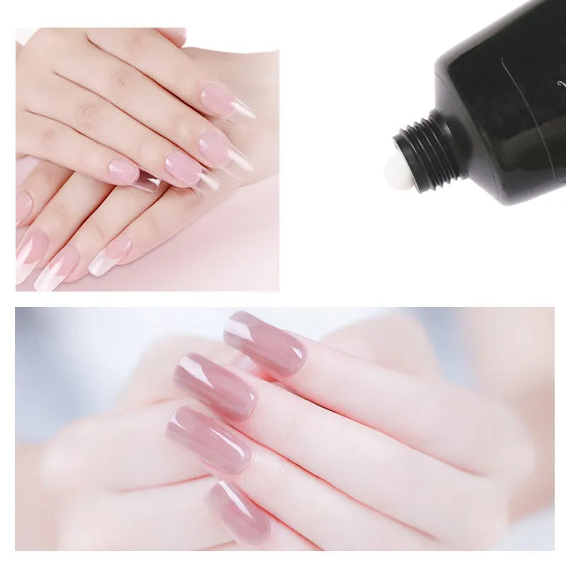 Clear nail polish art kit with resin gel, sponge, brush, and nail sticker for DIY manicure