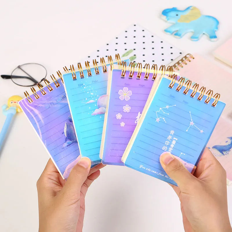 A7 spiral-bound pocket notepad with PP cover in choice of Constellation, Sakura, Universe, or Ocean colour series