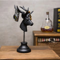 Natural resin animal sculpture ornament in black, white, or wood colour for home decoration.