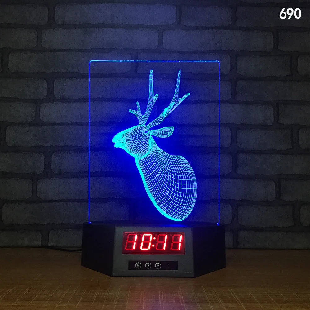 Dolphin-shaped 3D night light table lamp with wireless charging pad and remote control on wooden surface