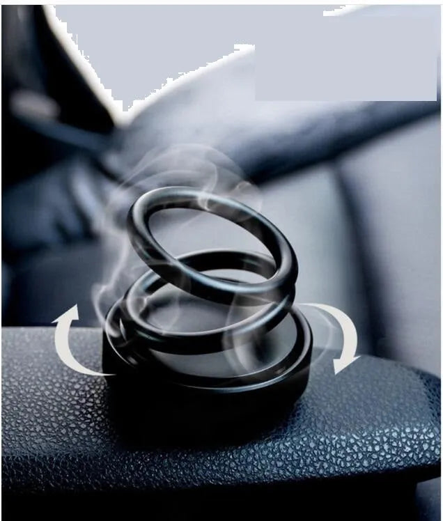 Double ring rotating car aromatherapy diffuser aluminium alloy Classic Black 6.4x5.8cm