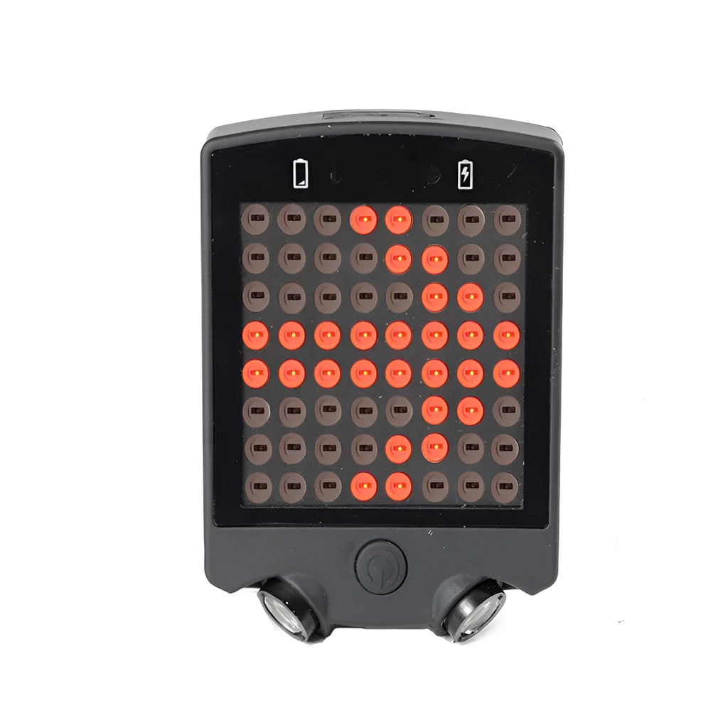 Black LED bicycle turn signal with wireless remote control dot matrix display and laser line