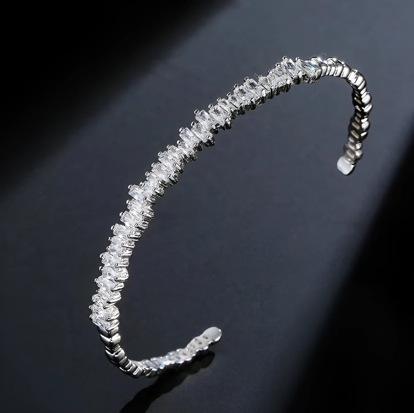 Geometric light luxury micro-inlaid zircon bracelet on environmental copper base with gold-plated inlay
