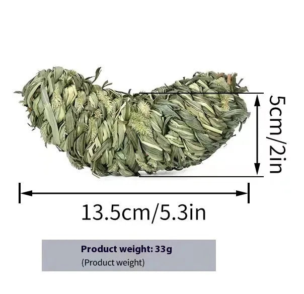 Natural timothy grass pet chew toy in pear shape for rabbits and guinea pigs