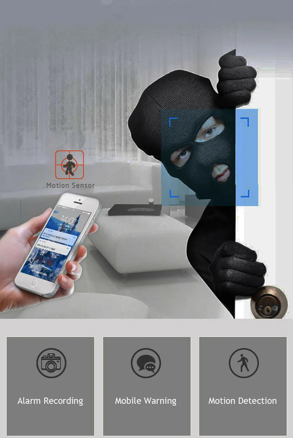 White WiFi CCTV IP camera with 1080P night vision and 360° pan tilt for home security