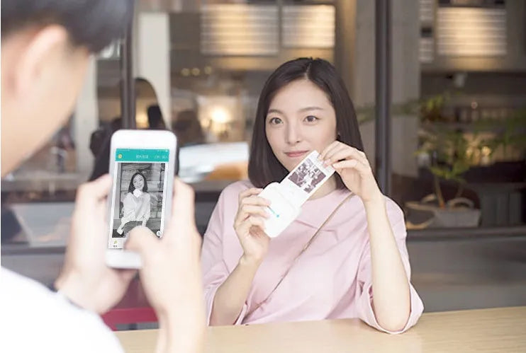 Pink thermal pocket portable Bluetooth printer with compact 79x79x40mm dimensions and 900mAh battery