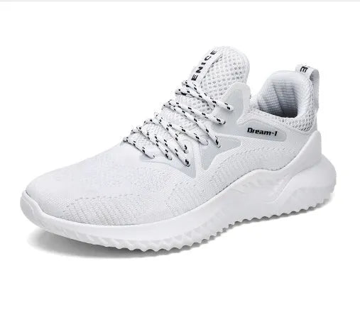 Adult breathable running shoe with mesh upper, front strap, and MD sole on a white background.