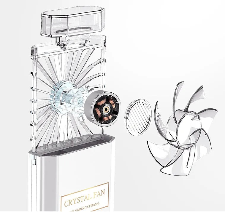 Pink handheld perfume fan with rechargeable battery for fragrance application