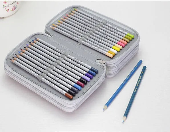 Oxford cloth pencil case 20x12.5x8.2cm in black, blue, pink, purple, light gray, or rose for 72 or 48 colour pencils