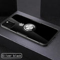 Black PU and PC protective case fitted on an iPhone 11 Pro Max, showing button and port access.