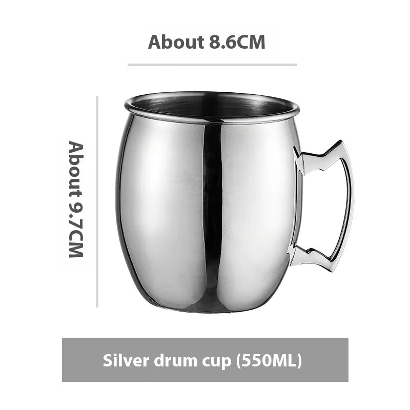 Stainless steel Moscow Mule cup with copper-plated finish in silver, gold, rose gold or black colour options