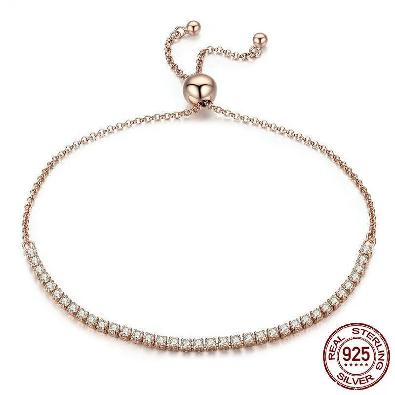 Star Shining Bracelet in silver with platinum finish and zircon stone, 27cm length