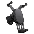 Car phone holder wireless charger with gravity sensor anti-shake design in black on a dashboard