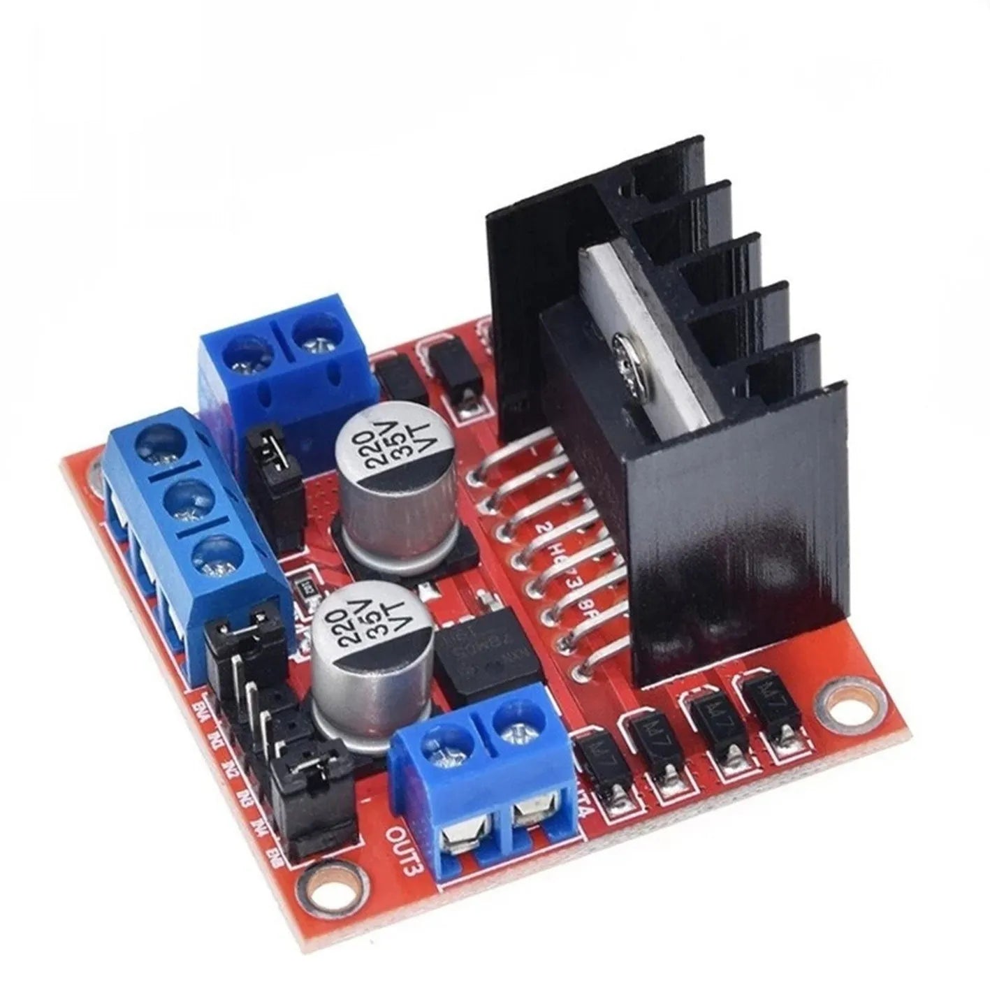 L298N dual H-bridge motor driver board module for DC and stepper motor control
