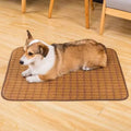 Brown rattan fibre dog cooling mat in six size options for summer use