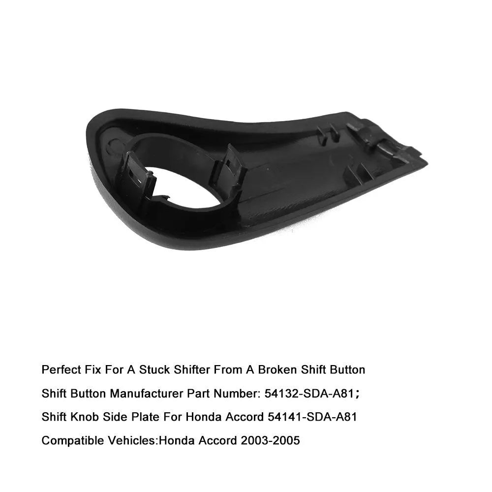 Black plastic Honda Accord gear shift button replacement kit with spring and side plate.