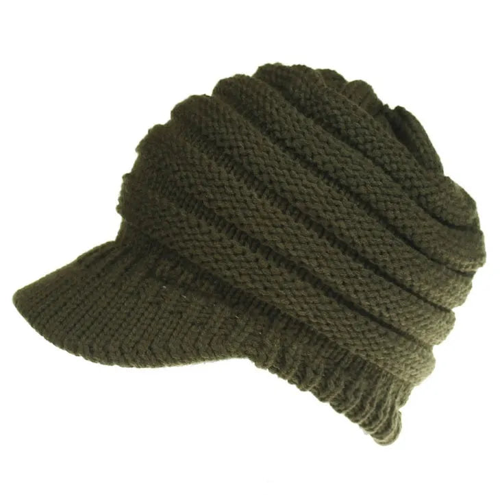 Women's acrylic ponytail beanie hat with hair opening in multiple colour options