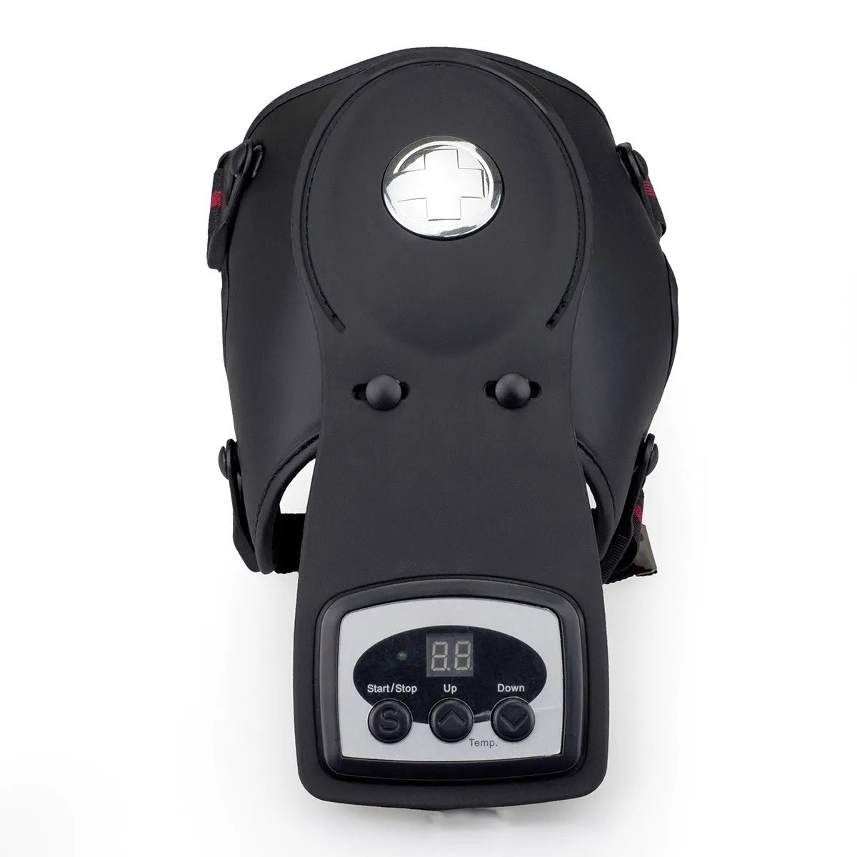 Infrared knee massager with adjustable temperature control, includes knee pads and shoulder pads.