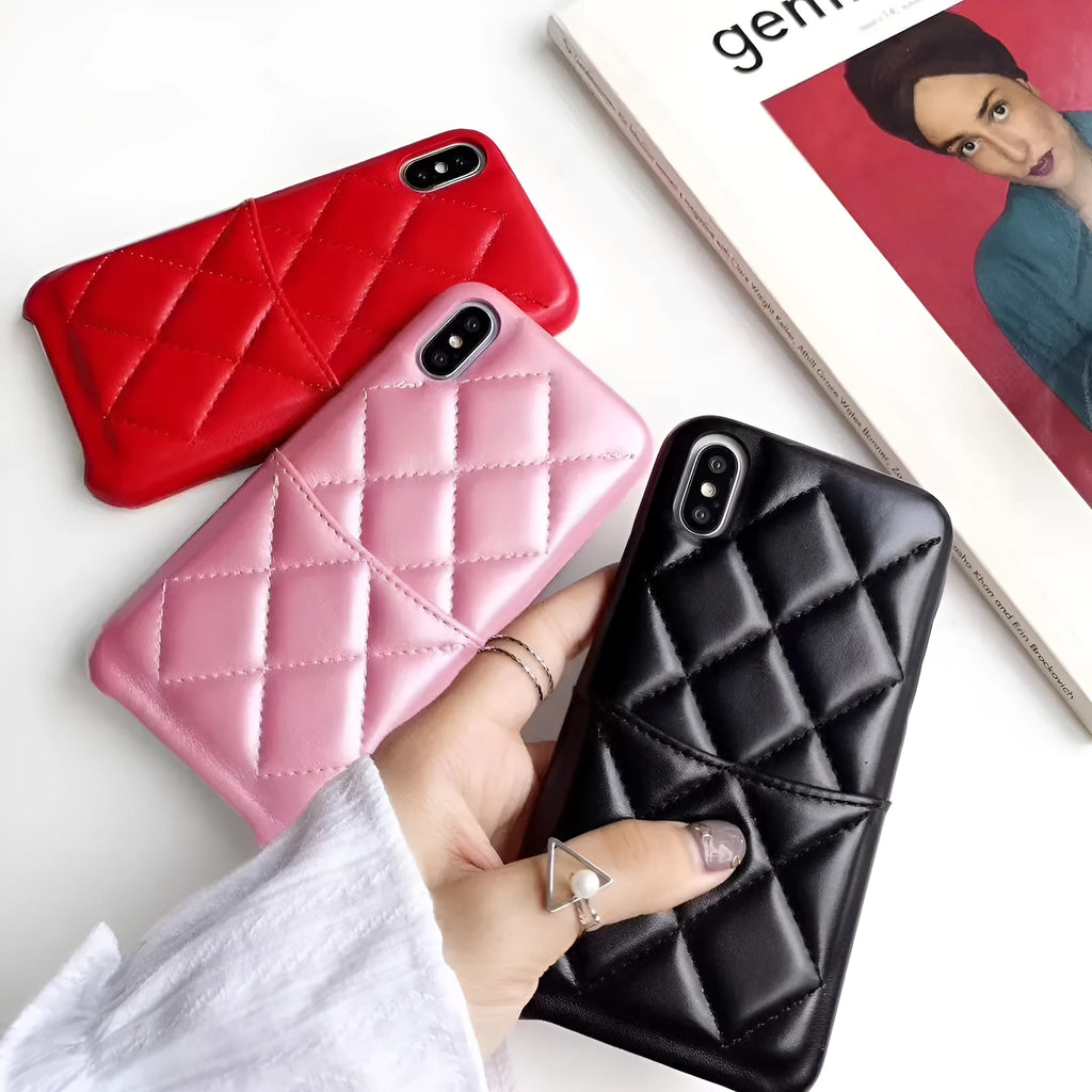 Black leather mobile phone case compatible with iPhone XS Max and other iPhone models