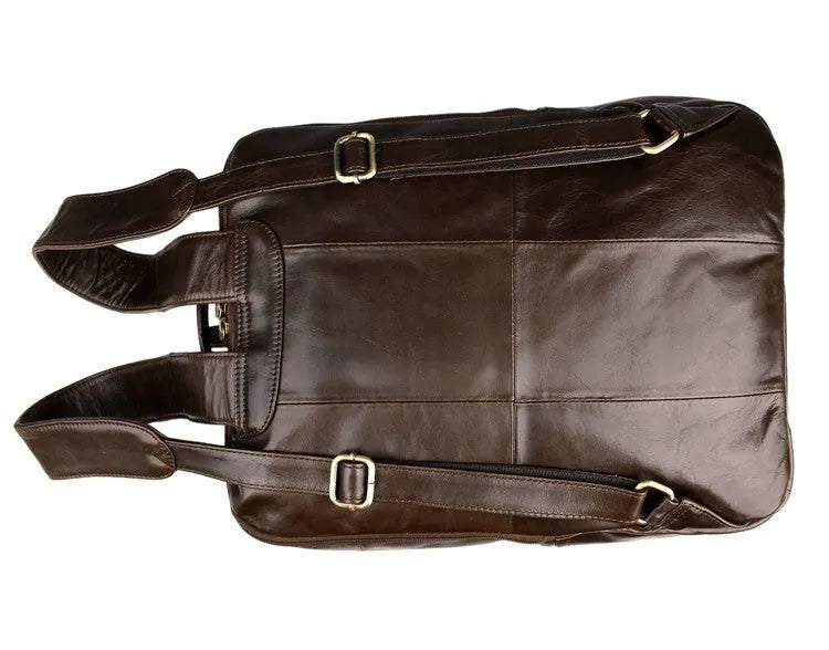 Top layer leather computer backpack for 15 inch laptop, 29cm x 11.5cm x 38cm, in brown or grey