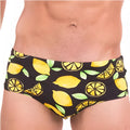 Men's swim boxer briefs in photo colour made from stretchy spandex fabric
