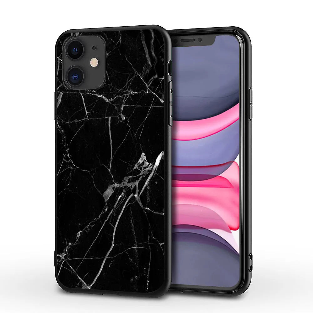 Marble pattern iPhone back cover case with waterproof and drop-resistant protection