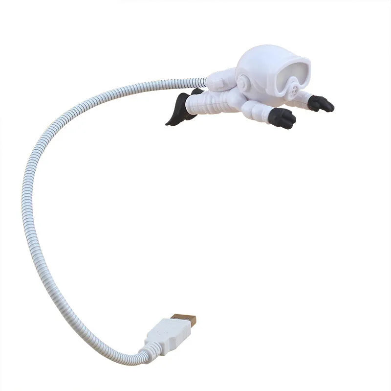 Litwod astronaut desk lamp with USB cable, flexible gooseneck arm, and push-helmet switch, 92x78x106mm