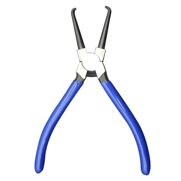 Iron caliper tubing pliers with rubber-coated handles, shown in two sizes for fuel line maintenance.