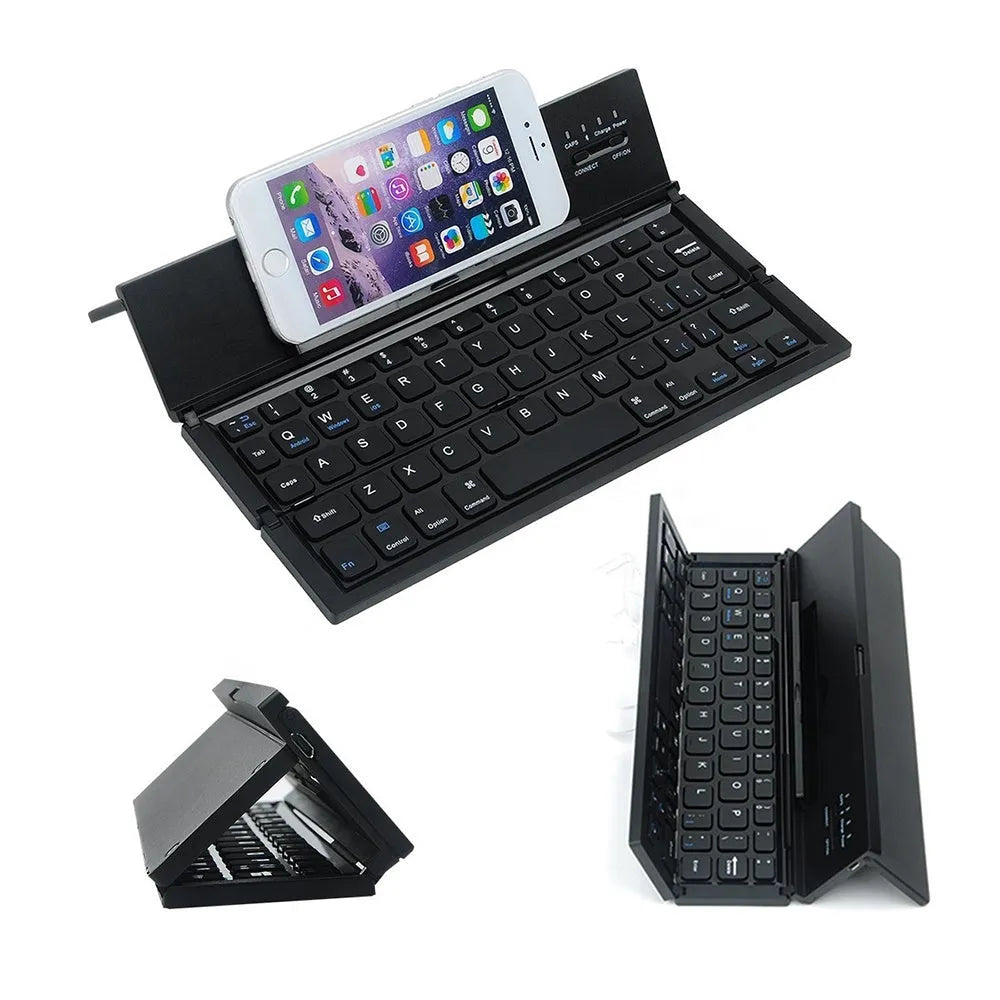 Black or white 5.8-inch folding Bluetooth keyboard with aluminium bottom cover for tablets