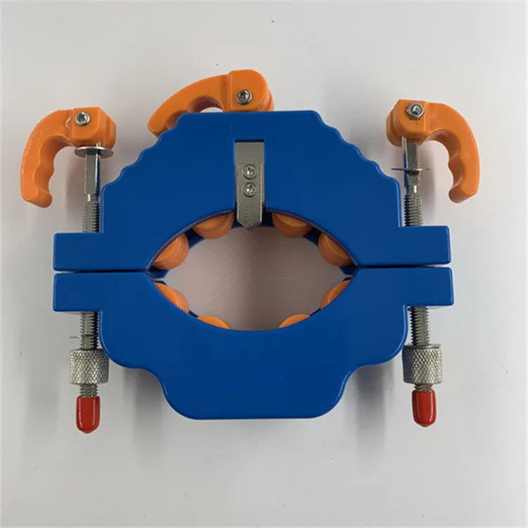 Yellow adjustable bottle cutter tool for DIY glass bottle cutting on a wooden table.