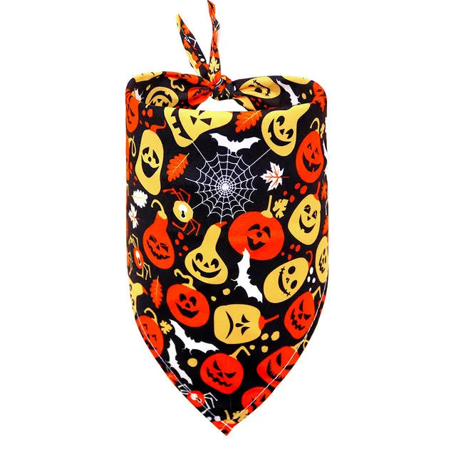 Halloween dog bandana pet skirt with printed pattern in style option 1 on a dog
