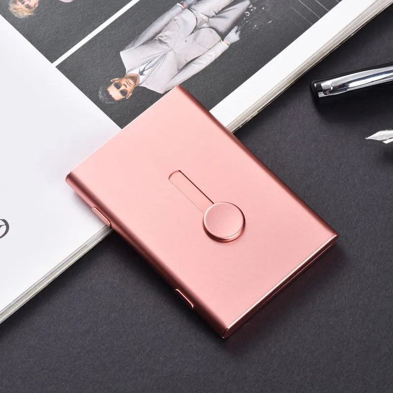Aluminium hand push card case with 6-layer storage and RFID protection