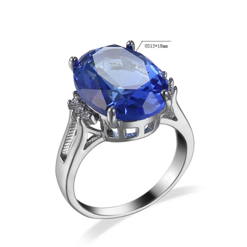Blue black decorative ring with geometric ellipse shape and electroplated copper finish, unisex style
