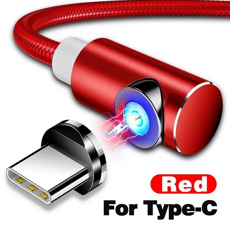 Black magnetic USB charging cable with aluminium connectors for Micro USB, Type C, and Lightning phones.