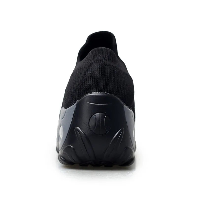 Flying woven rocking shoes with soft MD sole and front strap, shown in black, gray, purple, and camouflage colours