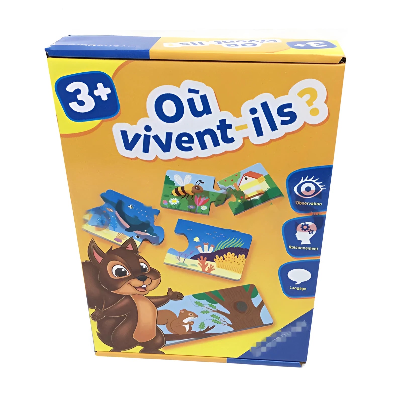 French language learning puzzle set with 12 picture-word matching pairs for children aged 2+