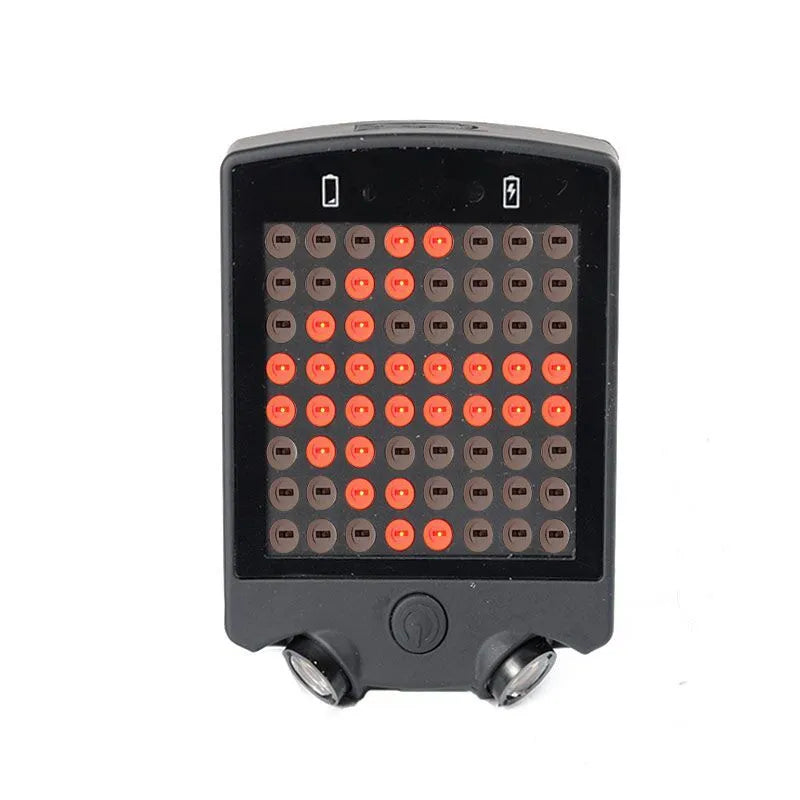 Black LED bicycle turn signal with wireless remote control dot matrix display and laser line