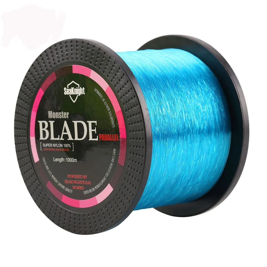 Seaknight1000 M nylon fishing line spool showing available colour options white, green, blue, yellow, and black