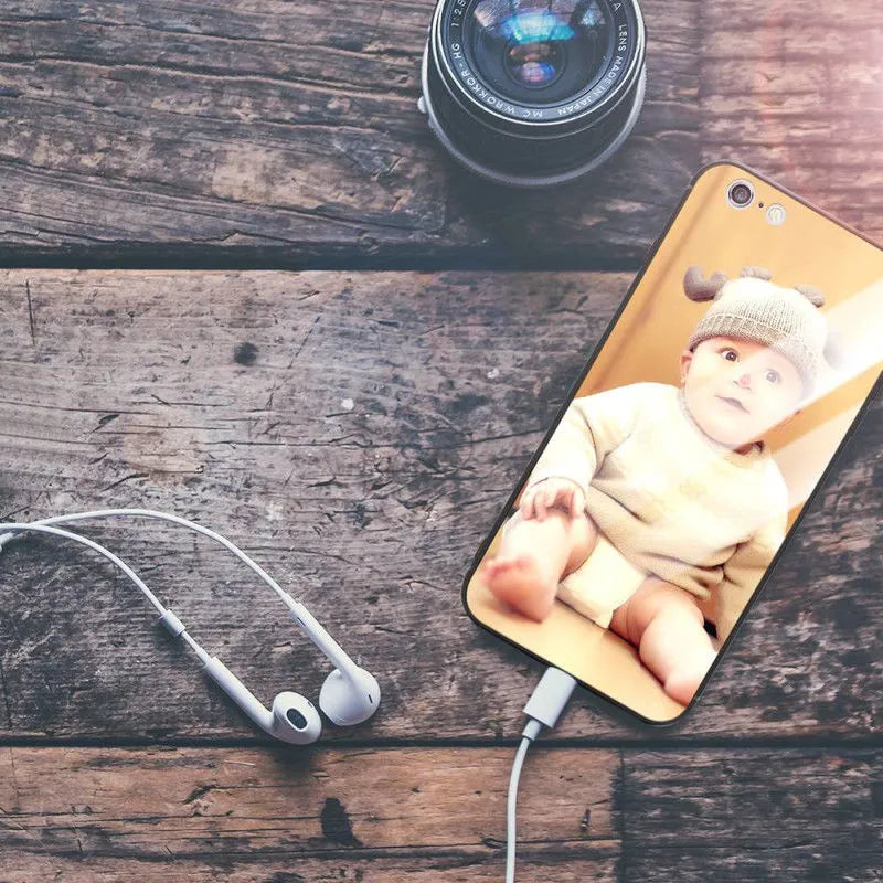Ultra-thin patterned iPhone case with a raised edge protecting the screen and camera lens.