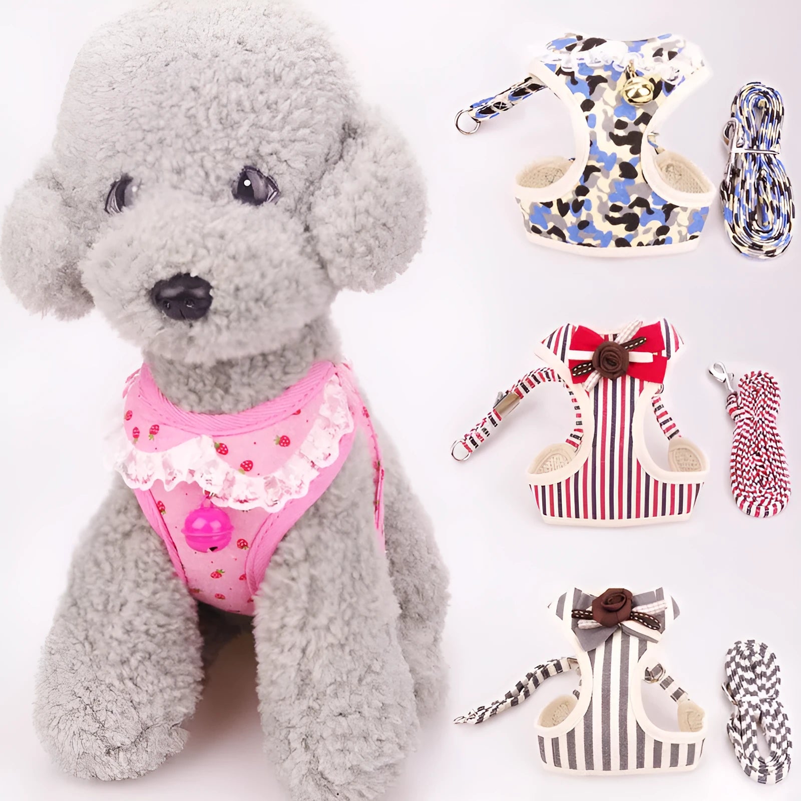 Pet cute chest strap breathable tank top style dog harness in fibre material