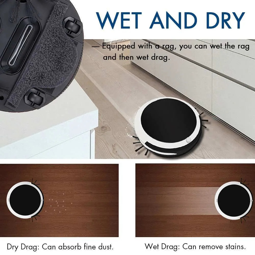 Smart home sweeping robot with 350ml dust box, 2400mAh battery, 27cm x 27cm x 6.5cm ABS body, EU US plug options