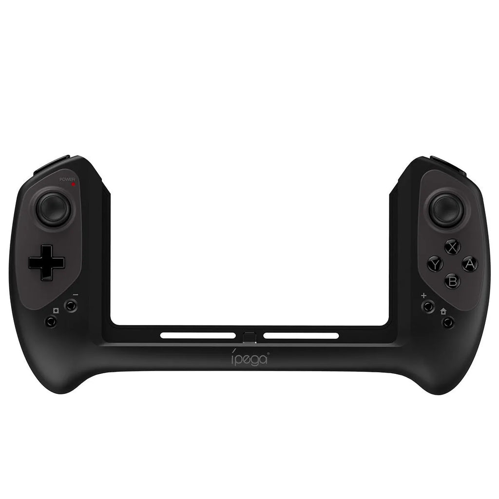 Black wireless gamepad for Nintendo Switch with ergonomic grips and textured analogue sticks