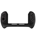 Black wireless gamepad for Nintendo Switch with ergonomic grips and textured analogue sticks