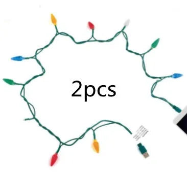Green USB charging cable with 10 flashing LED lights for Christmas decoration and device charging